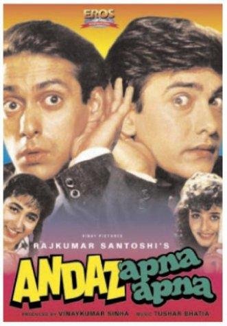 Poster of Andaz Apna Apna 1994 720p Hindi DVDRip Full Movie Download